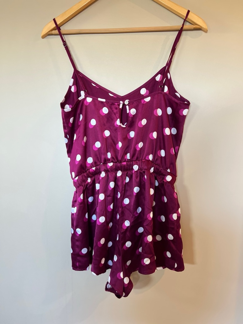 Victoria's Secret Magenta Polka Dot Spaghetti Strap Romper - Picture 2 of 3